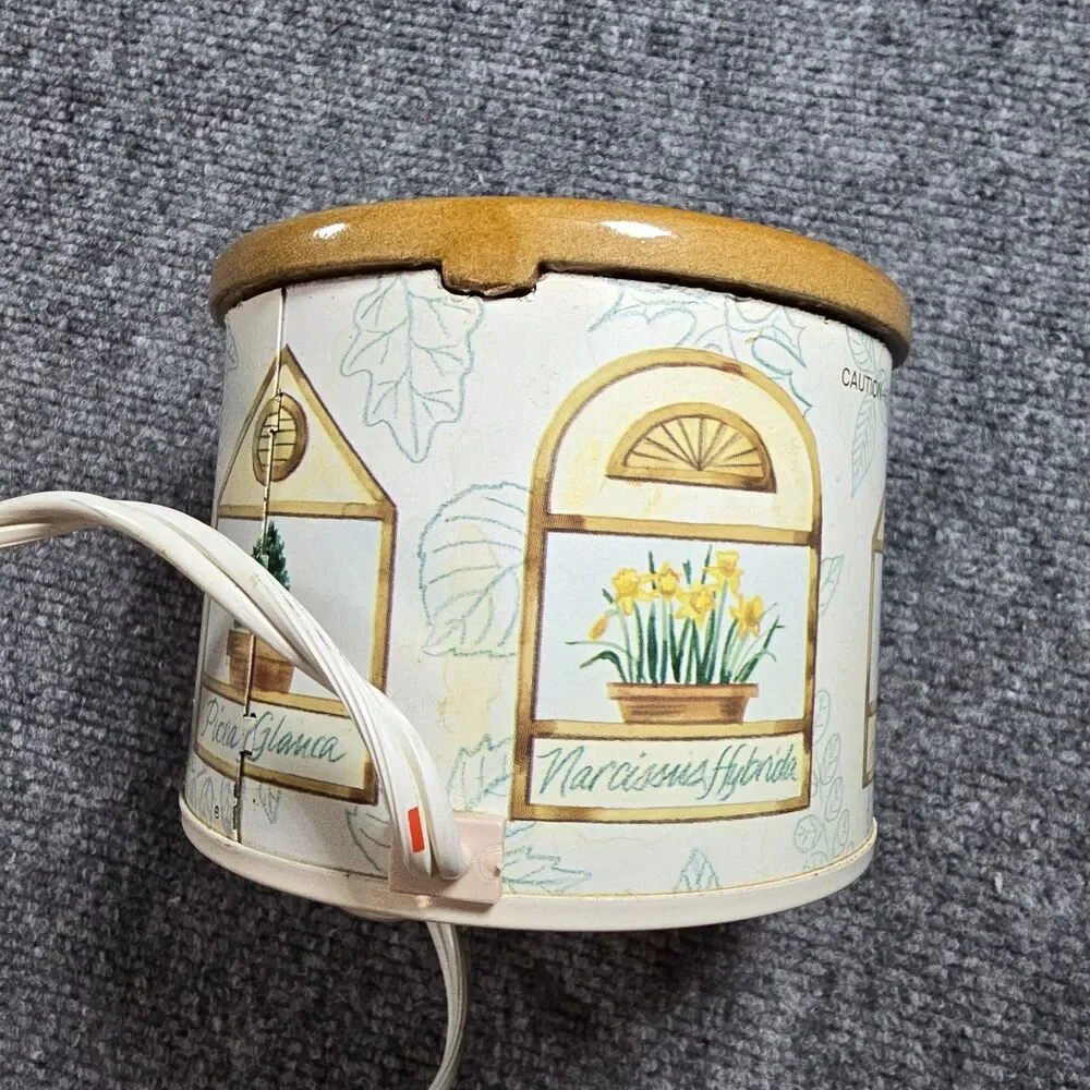 Vintage Rival Potpourri Crock Pot 3206 Floral Herb Garden Warmer Tested Works